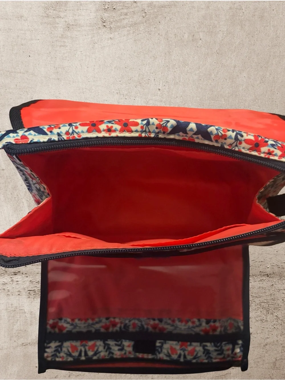 Primrose Hill Floral Foldable Makeup Organizer Bag in Cream, Navy & Coral